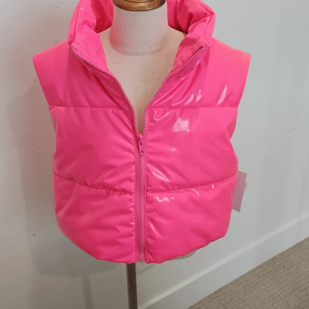 NWT Tractr Shiny Pink Puffer Polyurethsne Lined Vest - Girls' LG & XL